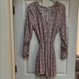 Wallflower Mauve Floral Long-Sleeve Smock Dress